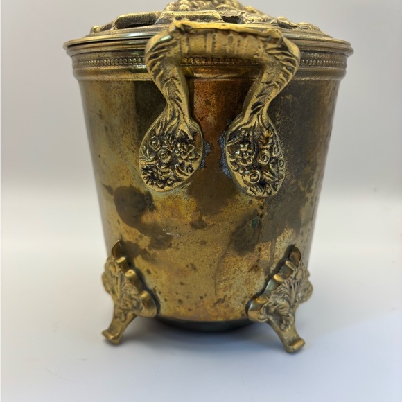 Ornate Gold Decorative Container with Handles - Picture 3 of 10